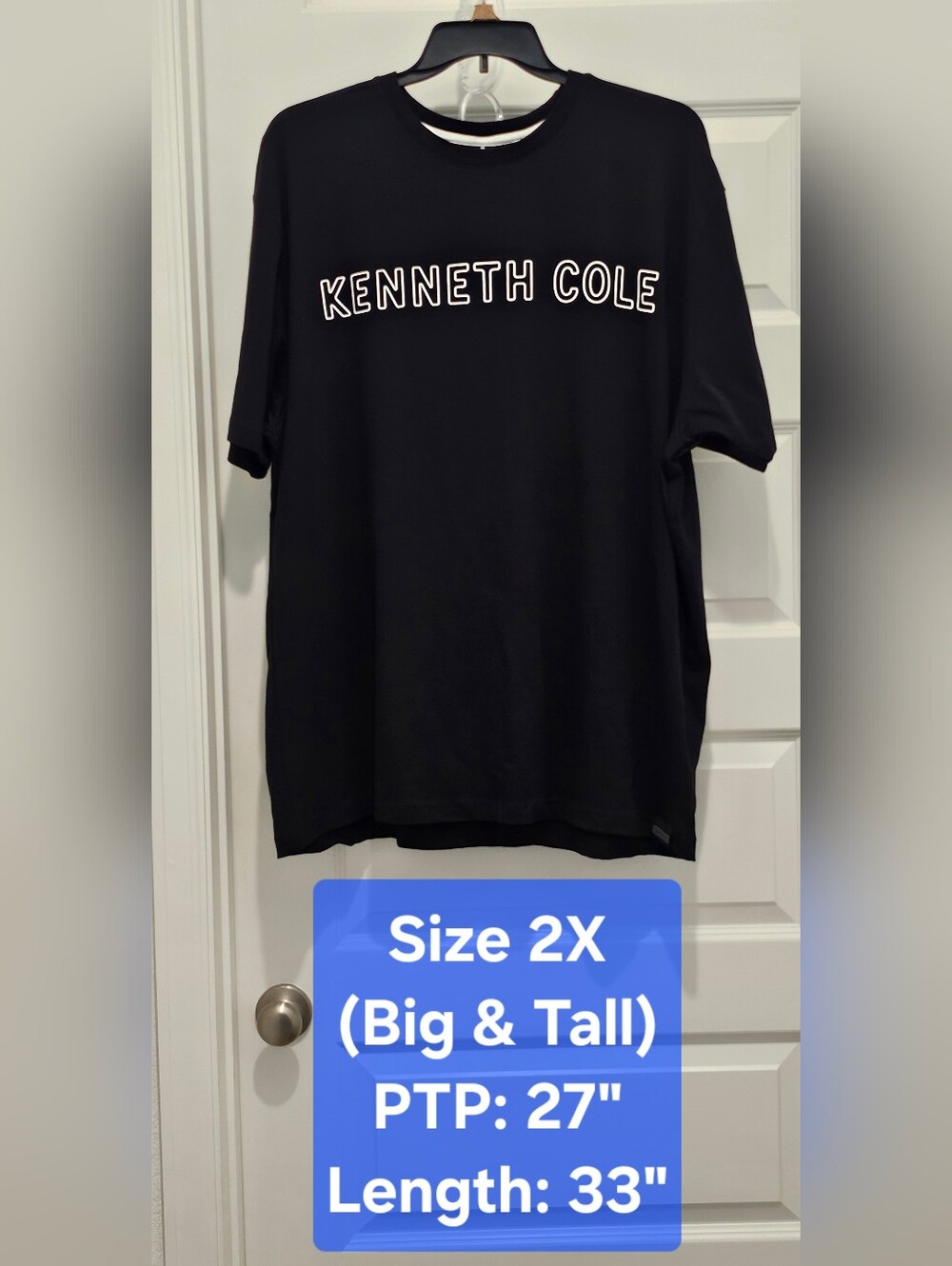 NWT Kenneth Cole Big & Tall Black Graphic Logo Tee 2X